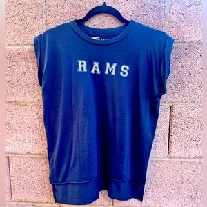 Custom Bella Canvas LA Rams top for Women size S/M Swarovski gold crystals Navy
